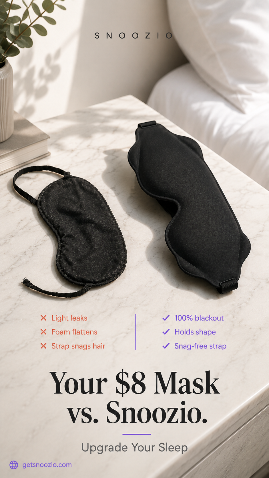 $8 Mask vs. Snoozio ad